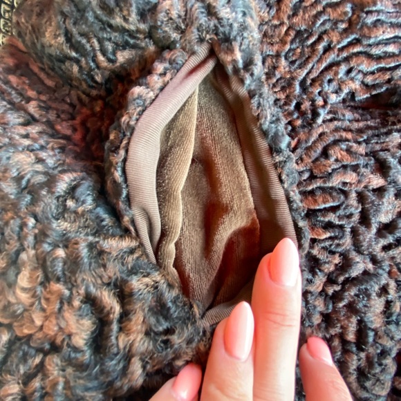 SOLD on eBay Vintage Persian Lamb Wool Coat Brown Black Mid Century Jacket S/M - Picture 5 of 7
